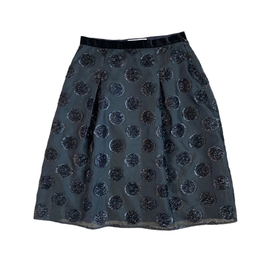 NWT RSVP by Talbots black A-line midi skirt with textured polka dots, Sz 4 - Picture 6 of 14
